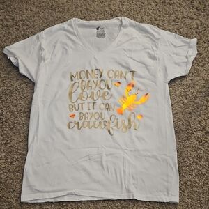 White T-Shirt with Crawfish Design